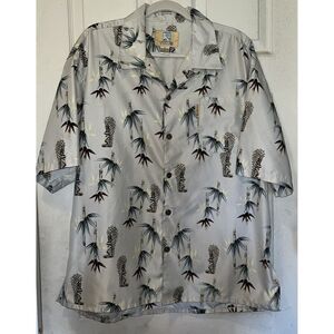 Coconut Pier Top‎ Image Hawaiian Casual Button Down Mens Bamboo USA Large